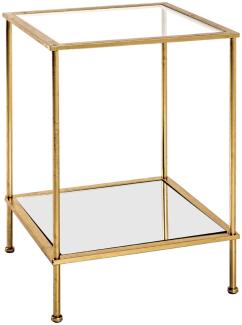 Beistelltisch in gold aus Stahlrohr, Spiegelglas, SHG 5 mm - 39x55x39cm (BxHxT)