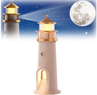 JOYOLEDER LED Nachtlicht Leuchtturm Deko, Lichthaus mit LED Licht Mondprojektion, Fernbedienung Modell, Leuchtturm Lampe Leuchtfeuer mit Fernbedienung und Bluetooth Funktion, Geschenk für Erntedankfest Valentinstag