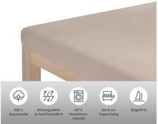 OTTO home Spannbettlaken Physalis Topper Basic, in Gr. 90x200, 140x200 oder 180x200 cm, Jersey, Gummizug: rundum, (1 Stück), Baumwolle, Matratzen bis 8 cm Höhe, Bettlaken, Spannbetttuch, Laken