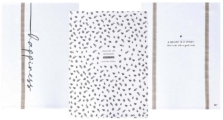 Bastion Collections Geschirrtuch White Kitchen Love, Farbe: Weiß, Motiv: Happiness
