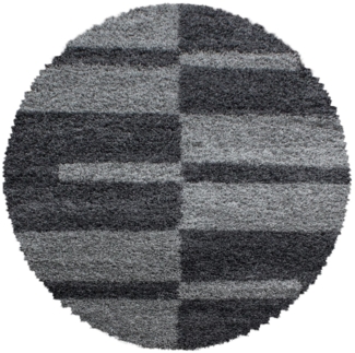 Hochflor Teppich Gianna rund - 160 cm Durchmesser - Grau