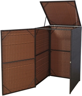 Mülltonnenverkleidung HWC-E25, Mülltonnenbox Mülltonnenabdeckung, Poly-Rattan 120l ~ braun