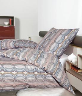 Janine Moments Mako-Satin Bettwäsche 240x220 Wellen Spiralen rosa blau 98086-01