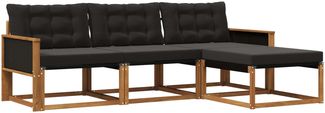 vidaXL Outdoor-Sofagarnitur mit Kissen 4 pcs Natürlich und Schwarz 3381336