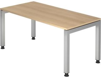 Schreibtisch JS16 U-Fuß / 4-Fuß eckig 160x80cm Eiche Gestellfarbe: Silber