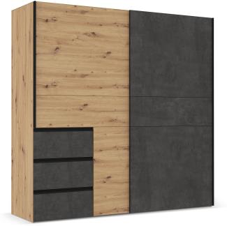 Möbel-Eins CESSANDRA Schwebetürenschrank, Material Dekorspanplatte Artisan eichefarbig / grau