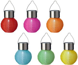 Lumineo LED Solarleuchte, Dauerlicht, kaltweiß, Solar Gartenleuchte LED Lampion Nylon 7x9cm Kaltweiß 6er Set