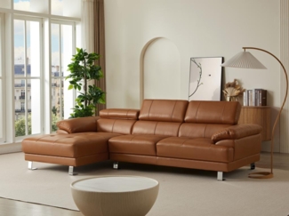 Vente-unique - Ecksofa - Premium-Leder - Ecke Links - Karamell - EXCELSIORA