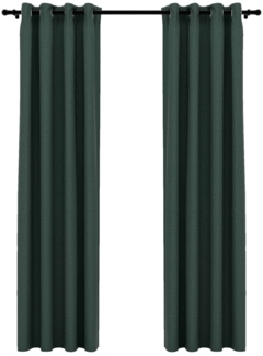 vidaXL Verdunkelungsvorhänge Ösen Leinenoptik 2 Stk., Polyester Grün, 140x245 cm