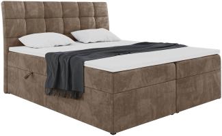 MEBLINI Boxspringbett DRAGO 120x200 cm mit Bettkasten - H3/Braun Samt Polsterbett - Doppelbett mit Topper & Taschenfederkern-Matratze