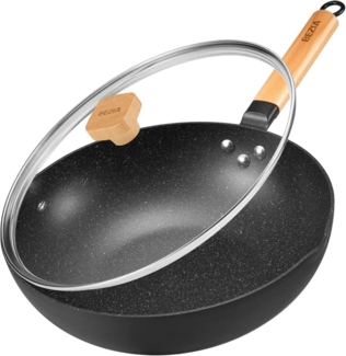 BEZIA 30cm Induktions-Wokpfanne mit Deckel Antihaft-Granit