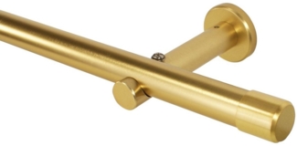 iso-design Gardinenstange Messing Matt 20 mm Endstück Kappe Wand- oder Deckenmontage, Ø 20 mm, 1-läufig, Fixmaß, verschraubt, Aluminium, Mit Metallsäge beliebig kürzbar