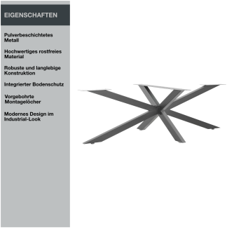 Tischgestell | X-Design | 98 x 58 x 43 cm | Stahl - Anthrazit