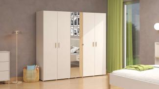 Home affaire Kleiderschrank Belfort, Schlafzimmerschrank mit Spiegel 5-türig Wäscheschrank 225x56x208, FSC®-zertifizierter Holzwerkstoff, Trendfarbe cashmere