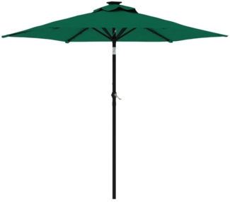 vidaXL Sonnenschirm mit LED und Stahlmast Grün 225x225x212 cm 4005067