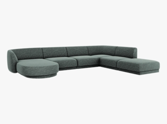 Micadoni Panorama-Ecksofa Miley 6-Sitzer Rechts Chenille Haga Petrol