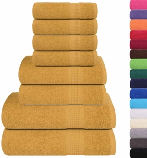 vidaXL 8-tlg. Handtuch-Set Golden 360 g/m² 100% Baumwolle 137067
