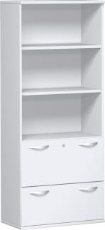 Modulschrank 1. + 2. OH Hängeregistratur, 3. - 5. OH Regal, 80x42x192cm, Weiß