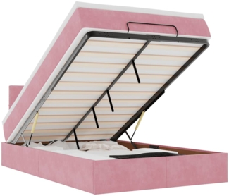 vidaXL Ottomane Bett mit Matratze & LEDs Rosa 120x190 cm Samt 3312613