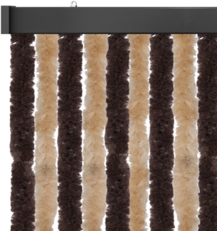 Flauschvorhang 160x220 cm in Unistreifen beige - braun, perfekter Insekten- und Sichtschutz für Ihre Balkon- und Terrassentür, viele Farben