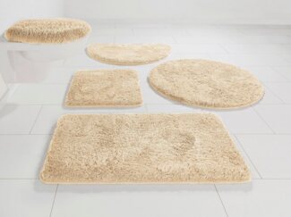 Bruno Banani Badematte Lana, Badvorleger, Badezimmer Teppich, Höhe 25 mm, rutschhemmend beschichtet, fußbodenheizungsgeeignet, schnell trocknend, strapazierfähig, Polyacryl, rund, Badteppich, Badematten, unifarben, auch als 3 teiliges Set & rund