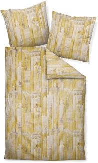 Janine Mako Satin Bettwäsche 2 teilig 135x200 cm Kopfkissenbezug 80x80 cm Loft 95000-03 ceylon gelb taupe