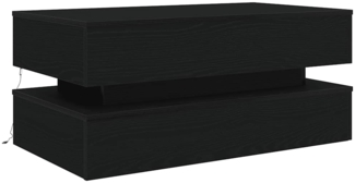 vidaXL Couchtisch mit LED-Leuchten Schwarz Eichen-Optik 90x50x40 cm 862258