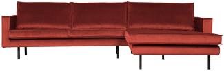 Ecksofa Rodeo Chaiselongue Samt, rechts Rot