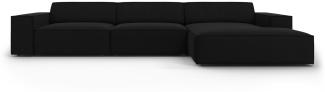 Micadoni 4-Sitzer Samtstoff Ecke rechts Sofa Jodie | Bezug Black | Beinfarbe Black Plastic