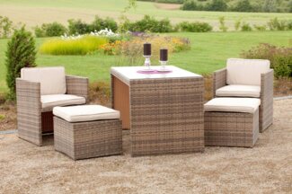 MERXX Gartenlounge-Set Loungemöbel-Set Merano savannagrau 11tlg. inkl. Kissen