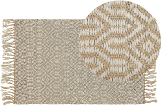 Teppich beige 50 x 80 cm geometrisches Muster Kurzflor zweiseitig POZANTI