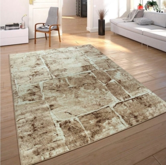 Paco Home Teppich Sinai 050, rechteckig, Höhe: 13 mm, Kurzflor, Stein Muster, ideal im Wohnzimmer & Schlafzimmer