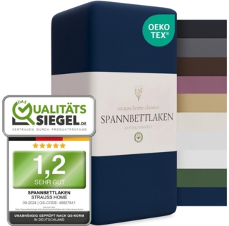 Strauss Home Spannbettlaken Premium, Gummizug: Rundumgummi, 150gr/m2 Premium Jersey 100% Baumwolle