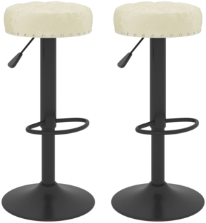 vidaXL Barhocker 2 Stk. Creme Samt 332994