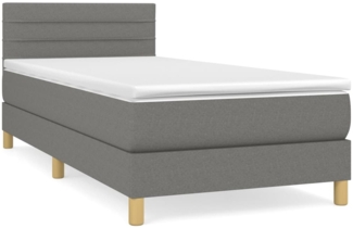 vidaXL Boxspringbett mit Matratze Dunkelgrau 80x200 cm Stoff 3140650