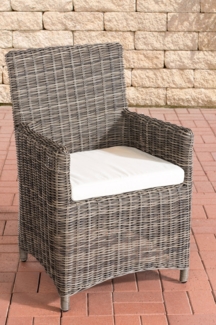CLP Polyrattan Gartenstuhl Fontana 5mm,grau-meliert cremeweiß