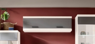 Hängeschrank "Kvantum" Wandschrank 152 cm Weiß MDF Dust grey