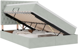 vidaXL Bett mit Stauraum und LED mit LED Hellgrau 140 x 200 cm Samt 3372729