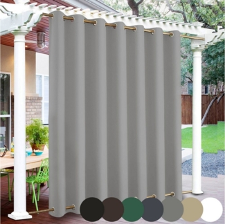 Qelus Outdoorgardine Wetterfest Outdoor Vorhang, Blickdicht Balkon Sichtschutz mit Ösen, (2 St), Winddicht Sonnenschutz Für Garten Balkon