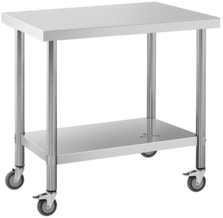 Royal Catering Arbeitstisch 60x90 cm Rollbarer Edelstahltisch Gastrotisch Edelstahl 145 kg