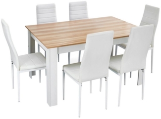 Mondeer Essgruppe Esszimmergruppe (Set, 7-tlg), mit 6 weiß Stühlen