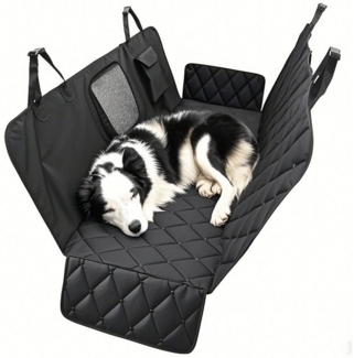 HEYHIPPO Hundematte Auto-Hundematte mit Fenster, rutschfest, verschleißfest schwarz, 600D Oxford-Gewebe + 80GPP-Baumwolle, Komplett eingewickelte hundedecke auto rückbank, wasserdichte Matte