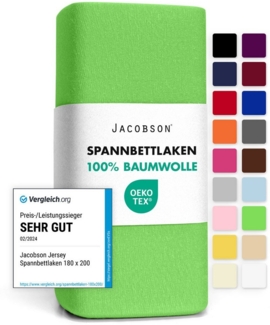 Jacobson Spannbettlaken aus 100% Baumwolle, Jersey Bettlaken 160 g/m², Spannbetttuch mit Gummizug, OEKO-TEX®, pflegeleicht, viele Farben