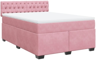 vidaXL Boxspringbett mit Matratze Rosa 160x200 cm Samt 3286365