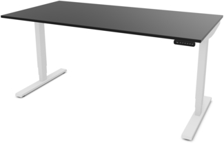 ASSMANN Elektrisch höhenverstellbarer Schreibtisch Y-Line 160x70 cm Schwarz Signalweiß Metall Holz Melaminoberfläche