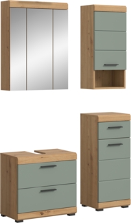 Xonox Scout Badkombination (B/H/T: 112x191x34 cm) in Salbei und Artisan Eiche Nachbildung