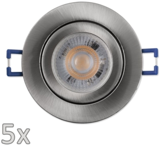 Einbauleuchten-Set McShine, 5xRahmen, 5xLED-Modul, 5W, 400lm, 230V, Edelstahl