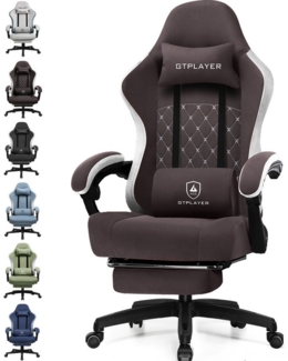GTPLAYER Gaming-Stuhl Ergonomischer Gaming Sessel Schreibtischstuhl mit Stoffoberfläche (Pacekung), Federsitzkissen