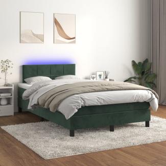 vidaXL Boxspringbett mit Matratze & LED Dunkelgrün 120x200 cm Samt 3134396