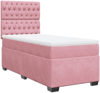 vidaXL Boxspringbett mit Matratze Rosa 90x190 cm Samt 3290797